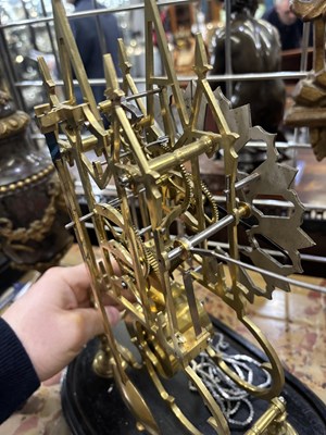 Lot 985 - A VICTORIAN BRASS SINGLE-FUSEE SKELETON CLOCK