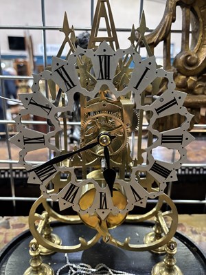 Lot 985 - A VICTORIAN BRASS SINGLE-FUSEE SKELETON CLOCK