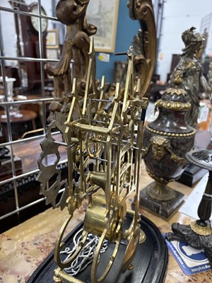 Lot 985 - A VICTORIAN BRASS SINGLE-FUSEE SKELETON CLOCK