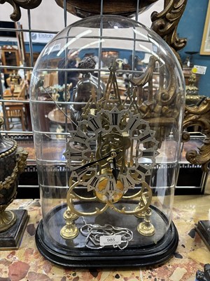 Lot 985 - A VICTORIAN BRASS SINGLE-FUSEE SKELETON CLOCK