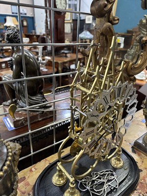 Lot 985 - A VICTORIAN BRASS SINGLE-FUSEE SKELETON CLOCK
