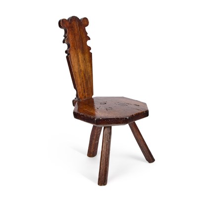 Lot 1022 - A PRIMITIVE WELSH SPINNING CHAIR