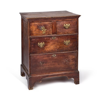 Lot 1119 - AN 18TH CENTURY OAK CHEST OF DRAWERS