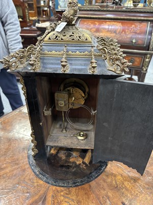 Lot 986 - A LATE 19TH CENTURY FRENCH BRASS-MOUNTED LACQUER AND SHIBAYAMA MANTEL CLOCK