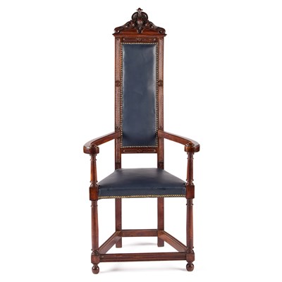 Lot 1080 - A CONTINENTAL WALNUT OPEN ARMCHAIR