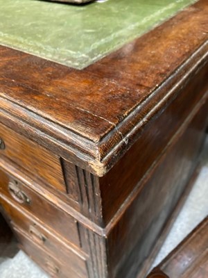 Lot 1031 - A LATE 19TH CENTURY OAK PEDESTAL DESK