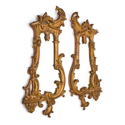 Lot 1135 - A PAIR OF GEORGE II STYLE CARVED GILTWOOD MIRRORS