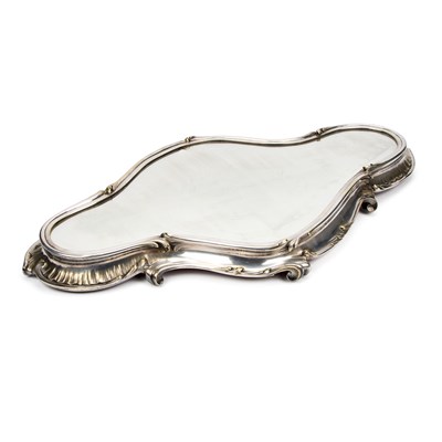 Lot 226 - A FINE 19TH CENTURY FRENCH SILVER-PLATED MIRRORED PLATEAU