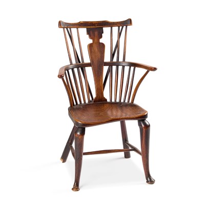 Lot 1092 - AN 18TH CENTURY ELM WINDSOR CHAIR