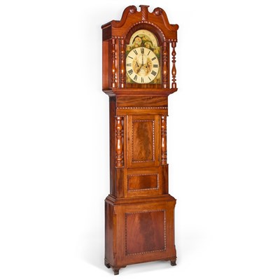 Lot 980 - A 19TH CENTURY WELSH MAHOGANY EIGHT-DAY LONGCASE CLOCK