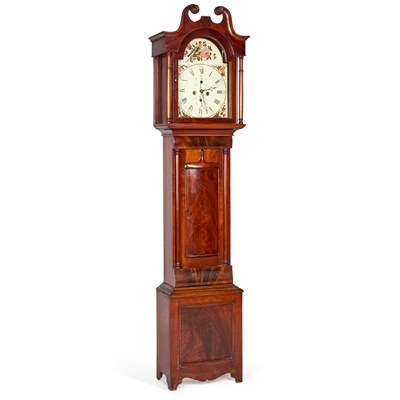 Lot 982 - A 19TH CENTURY MAHOGANY EIGHT-DAY LONGCASE CLOCK