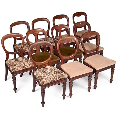 Lot 1013 - ELEVEN VICTORIAN MAHOGANY DINING CHAIRS