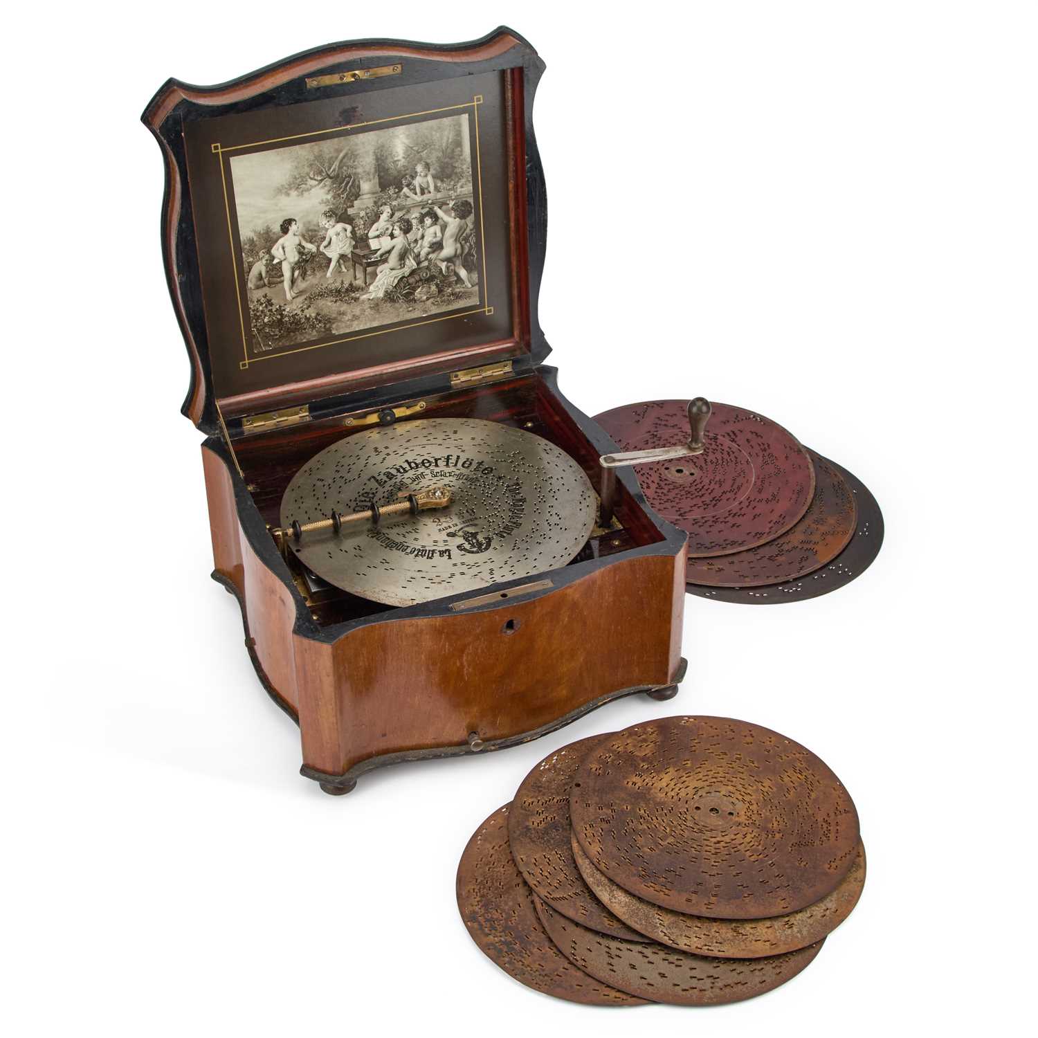 Lot 909 - A LATE 19TH CENTURY WALNUT CASED DISC POLYPHON