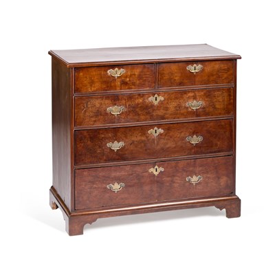 Lot 1097 - AN 18TH CENTURY BURR WALNUT CHEST OF DRAWERS