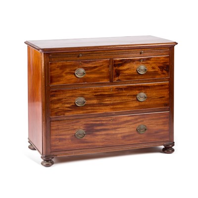 Lot 1004 - A 19TH CENTURY MAHOGANY CHEST OF DRAWERS