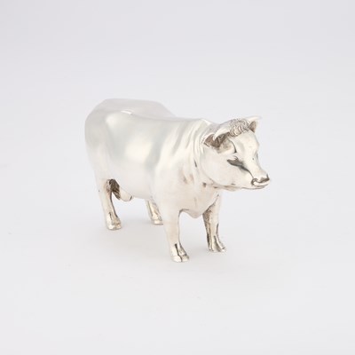 Lot 357 - AN ELIZABETH II CAST SILVER MODEL OF A PRIZE BULL