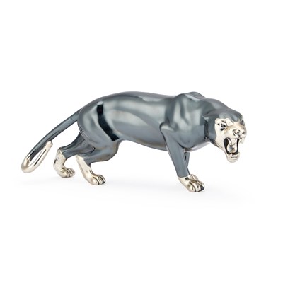 Lot 306 - AN ITALIAN PATINATED SILVER MODEL OF A PANTHER