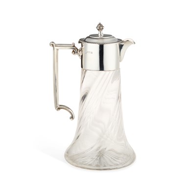 Lot 449 - AN EDWARDIAN SILVER-MOUNTED GLASS CLARET JUG