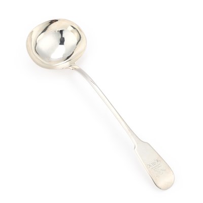 Lot 496 - A WILLIAM IV SILVER SOUP LADLE