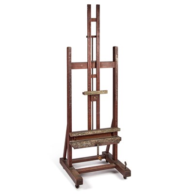 Lot 1096 - AN ENGLISH OAK ARTIST'S ADJUSTABLE STUDIO EASEL