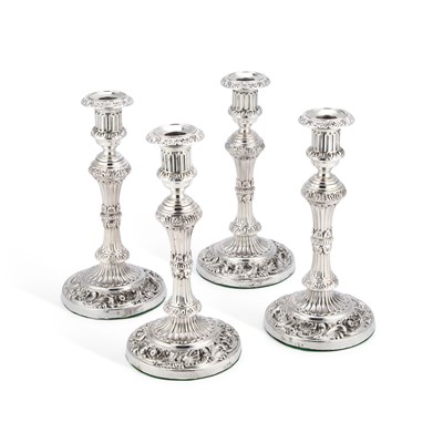 Lot 538 - A SET OF FOUR GEORGE III SILVER CANDLESTICKS