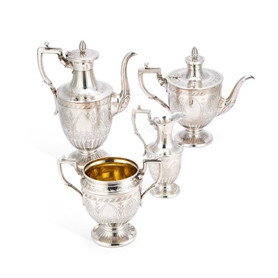 Lot 479 - A FINE VICTORIAN SILVER FOUR-PIECE TEA AND COFFEE SERVICE