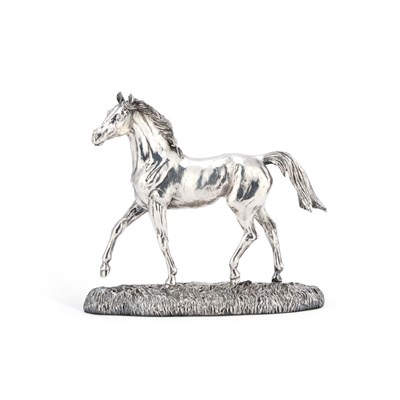 Lot 353 - AN ELIZABETH II SILVER MODEL OF A HORSE