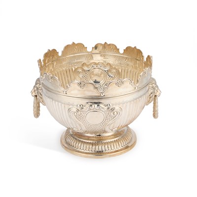 Lot 347 - A HUGE QUEEN ANNE STYLE SILVER MONTEITH BOWL