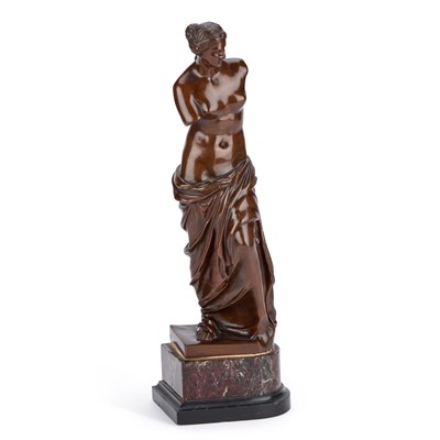 Lot 951 - A 19TH/ 20TH CENTURY ITALIAN SCHOOL BRONZE OF VENUS DE MILO