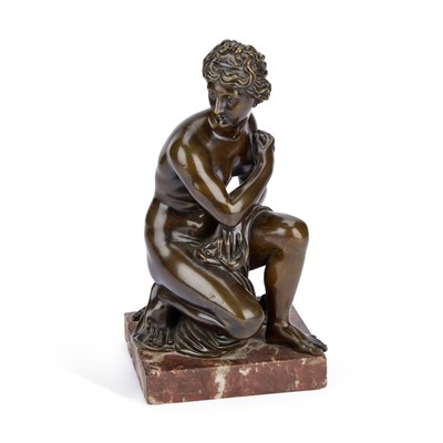 Lot 938 - A 19TH CENTURY FRENCH SCHOOL BRONZE OF A LADY SITTING ON A TORTOISE