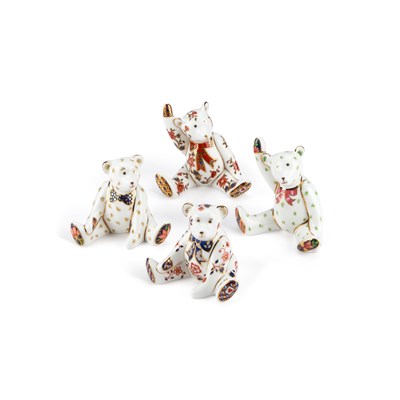 Lot 66 - A GROUP OF FOUR ROYAL CROWN DERBY MODELS OF TEDDY BEARS