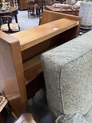 Lot 1157 - ROBERT THOMPSON OF KILBURN, A MOUSEMAN OAK WING-BACK HALL SEAT