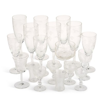 Lot 51 - A COLLECTION OF ETCHED AND CUT DRINKING GLASSES