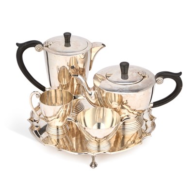 Lot 297 - AN ART DECO SILVER-PLATED FOUR-PIECE TEA SERVICE