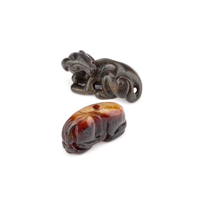 Lot 227 - TWO CHINESE JADE ANIMAL CARVINGS