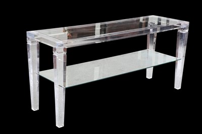 Lot 471 - A LUCITE AND GLASS CONSOLE TABLE