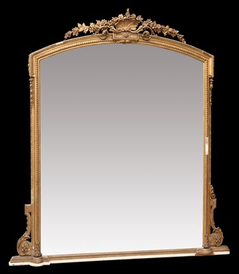 Lot 535 - A 19TH CENTURY GILTWOOD OVERMANTEL MIRROR