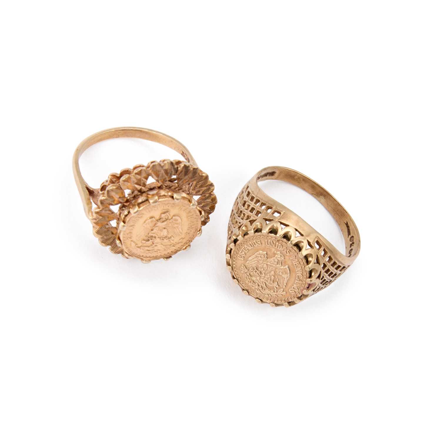 Lot 1033 - TWO MEXICAN 2 PESOS RINGS