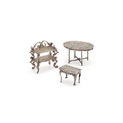 Lot 306 - THREE CONTINENTAL SILVER MINIATURE TABLES