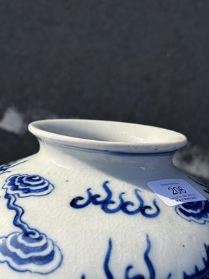 Lot 206 - A CHINESE BLUE AND WHITE PORCELAIN 'DRAGON' VASE