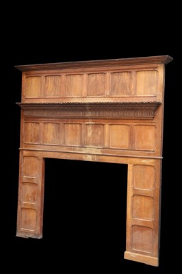 Lot 367 - A VICTORIAN OAK PANELLED FIRE SURROUND