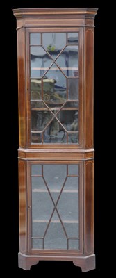 Lot 448 - AN EDWARDIAN STRING-INLAID MAHOGANY FLOOR-STANDING CABINET