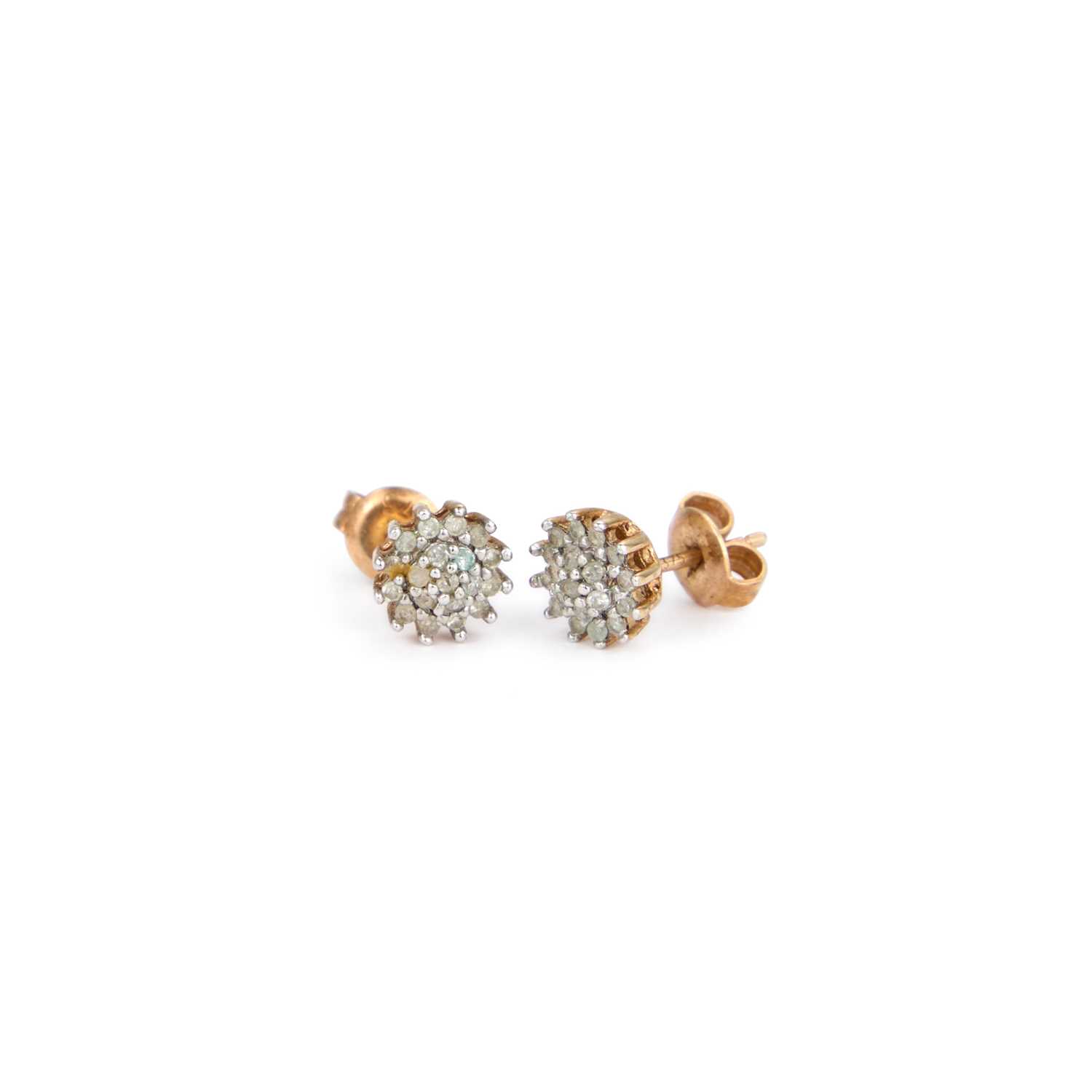 Lot A PAIR OF DIAMOND CLUSTER STUD EARRINGS