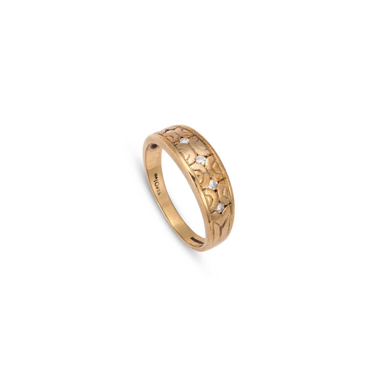 Lot A 9 CARAT GOLD HALF HOOP DIAMOND RING