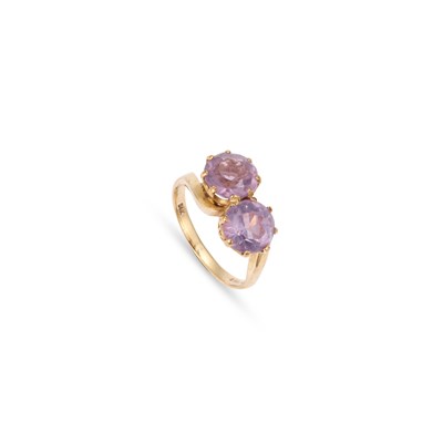 Lot A 9 CARAT GOLD TOI ET MOI TWO STONE AMETHYST RING