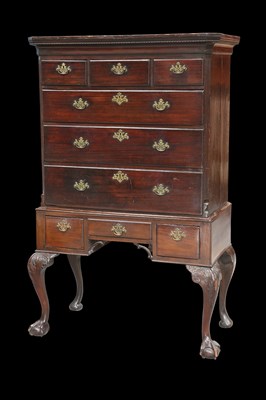 Lot 372 - A GEORGE III MAHOGANY CHEST ON STAND