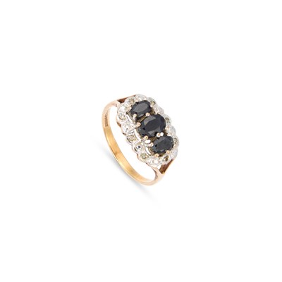 Lot A 9 CARAT GOLD SAPPHIRE AND DIAMOND RING