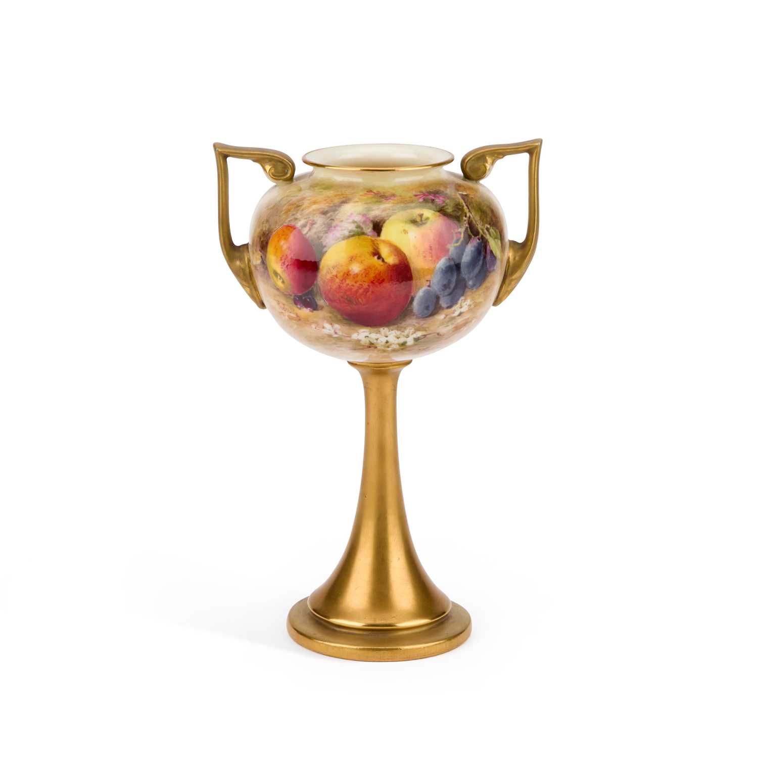 Lot 120 - A ROYAL WORCESTER FRUIT PAINTED VASE