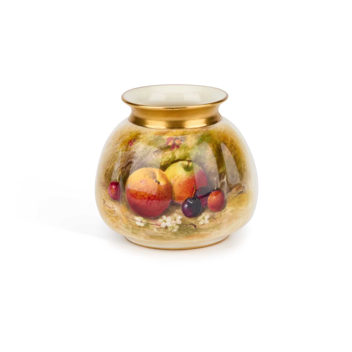 Lot 175 - A ROYAL WORCESTER FRUIT PAINTED VASE