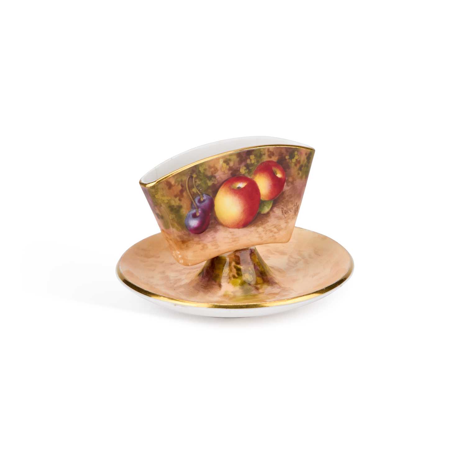 Lot 153 - A ROYAL WORCESTER FRUIT PAINTED MATCH HOLDER